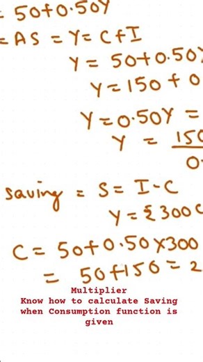 Multiplier| Calculate Saving when Consumption Function is given