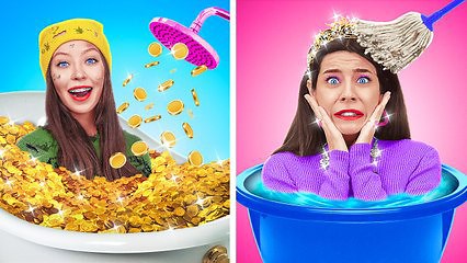 Rich kid becomes poor kid! Rich parent vs poor parent swap kids by 123 GO!