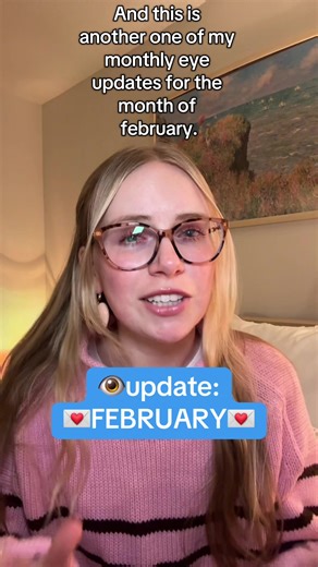 bit of a longer eyeball update for the shortest month 💌👁️💘💐 new glasses description : rounder tortoise shell frames with shades of light pink and brown #blindtok #visuallyimpaired #newglasses