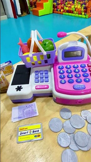 Jugamos con una Caja Registradora Rosa 🎀 ¡Con Escáner, Pesa y Tarjeta de Crédito! #infantil #niñas