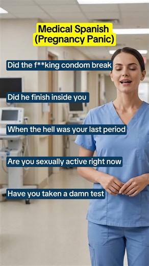 Medical Spanish for awkward pregnancy questions. If you work OB, ER, or primary care, you WILL ask these. Learn them correctly. Comment CHEATSHEET for the Medical Spanish 100-phrase cheatsheet. #MedicalSpanish #OBnurse #SpanishForHealthcare #ClinicLife #HealthcareSpanish #NurseStudent #LearnMedicalSpanish #HospitalTok