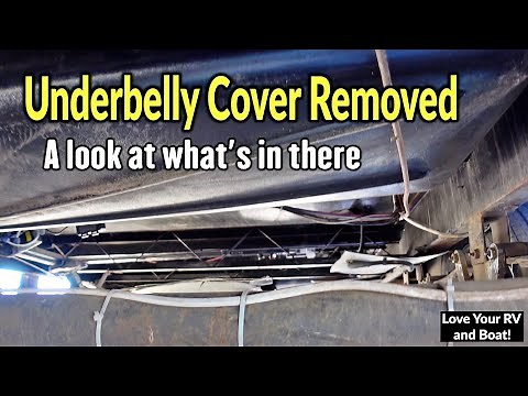 RV Trailer Underbelly Removed for Inspection & Maintenance