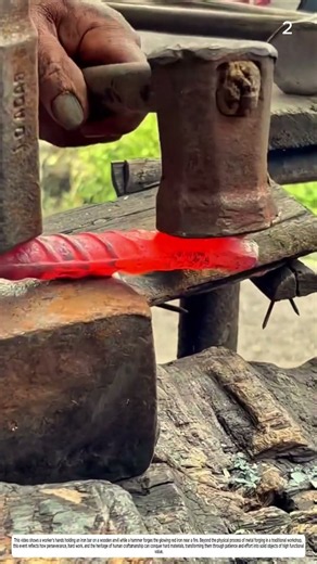 Metal Forging: How Hammer Transforms Glowing Bar Into Curved Shape