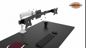 Mount Plus MP-XMA-12 Single to Dual Monitor Adapter | Dual VESA Bracket Adapter | Horizontal Assembly Mount for 2 Monitor Screens up to 27 inche (Double Monitor Adapter)