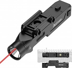 Redion Rn-01 Tactical Flashlight Laser Combo for Rifle Compatible with M-Lok Rail and Picatinny Rail,1800 Lumens, Red Laser Sight with Strobe Function, Magnetic Rechargeable