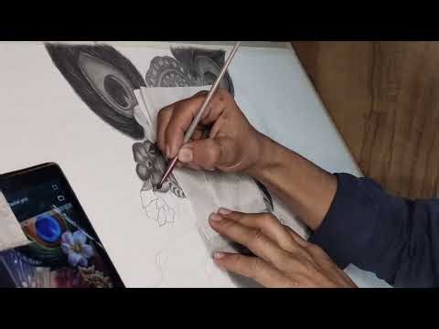 How to draw realistic krishna Ji Face & Mukut Drawing #drawing #krishnadrawing #realisticdrawing 