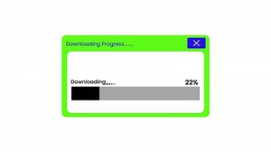 Dialog window with download progress icon animation isolated on white background