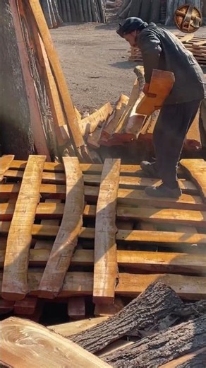 Stacking Lumber by Hand | Real Sawmill Work #shorts