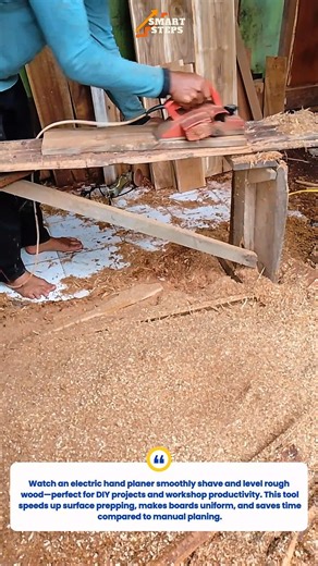 Electric Hand Planer in Action: Fast Wood Smoothing for DIY & Workshop Productivity!