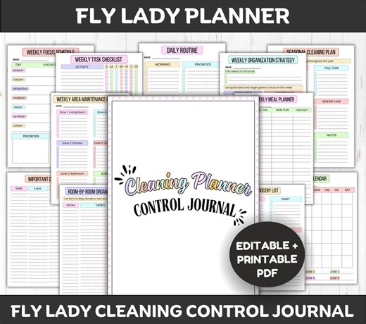 Flylady Cleaning Planner Editable, Control Journal Printable, Cleaning Schedule, Flylady Cleaning Printable, Clean Checklist, Responsibilit - Etsy