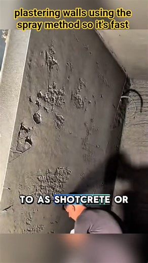plastering walls using the spray method so it's fast #shorts #construction