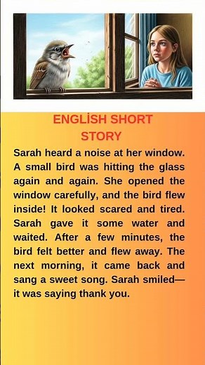 "🐦 The Bird and the Window – Simple English Story for Beginners" #esl #listenenglishstory #usa