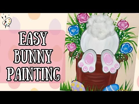 Step by Step EASY Bunny Painting | Beginner Acrylic Painting tutorial
