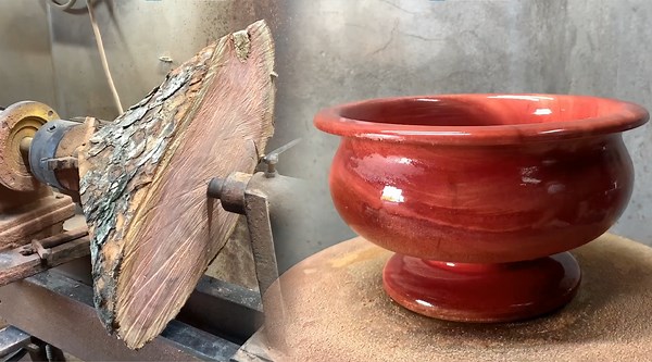 Transforming Firewood into a Beautiful Bowl with Skill