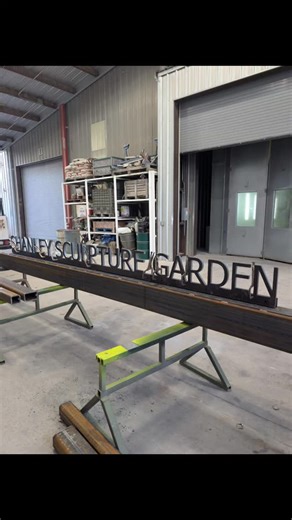 Prodigy Welding Fabrication on Instagram: "Heyyyyyy Granbury! Did you see us setting the Shanley Sculpture Garden overhead today? What an honor to work on this project with John at Diamond C and Jason Hodges A big thanks to Montell Fabrication for laser cutting the 1" thick steel letters and to Southern Signs for safely flying all the components in! This overhead is fabbed from 2x10x1/4 rec tubing with a 4" x 1/2" sq tube leg and a 4x6x1/2 rec tube leg. We are so proud to be a part of this proje