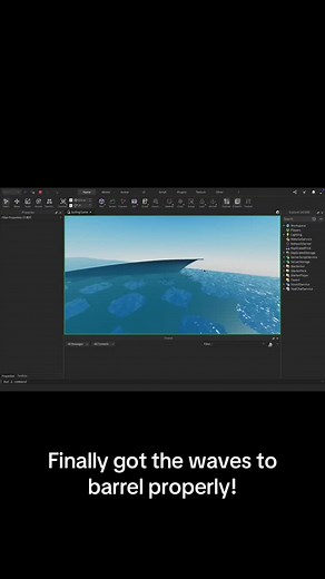 Finally! After forever I finally got the wave shape right! Keep in mind this isn’t the final product. The waves won’t look like this when the game releases. There’s still much more that needs to be worked on such as colour, texture, particles, etc. Dont worry the wave won’t look like plastic #surf #surfing #surfgame #surfvideogame #roblox #robloxstudio #barrel #wave #ocean #sea #barrelwave #bodyboard #bodyboarding