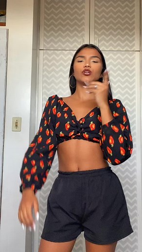 Chili Pepper Dance in Black Crop Top