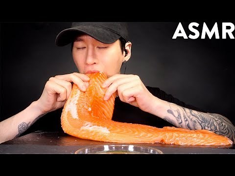 ASMR GIANT RAW SALMON MUKBANG (No Talking) EATING SOUNDS | Zach Choi ASMR