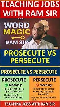 "Prosecute vs Persecute | Difference with Examples | JRS English with Ram Sir"