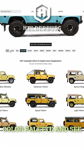 Ever wonder what color your dream Defender would be? At Helderburg.com/color-palette, you can explore over 150 curated Helderburg colors — from timeless classics to bold one-offs. But don't feel limited... the human eye can see over 10 million colors, and your Defender can be one of a kind. Watch as we dive into the possibilities — because the right color doesn’t just stand out... it speaks to you. | Helderburg Defenders