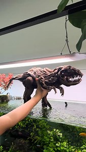 This little dinosaur only took 3 kg of driftwood, a bottle of glue, somewhere 10 hours of work and accumulated driftwood transplant experience for about 6 years. 😎 Credit antran_rinoaquarium | Aquashella Aquarium Festival