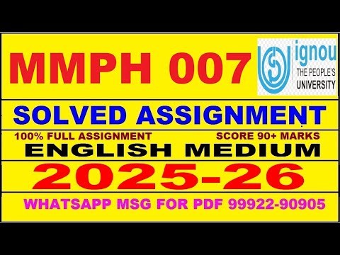 MMPH 007 solved assignment 2025-26 in English || mmph 007 solved assignment 2026 || mmph7 2025-26