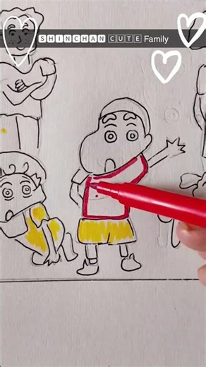 How to draw Shin-chan and his family