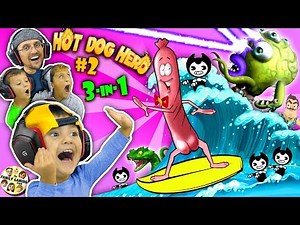 SHAWN plays HOT DOG HERO! 😆 Bendy & Hello Neighbor get Eaten!! (FGTEEV 3-in-1 Games w/ Venom)