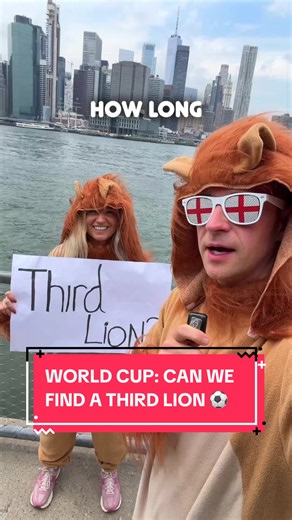 FOOTBALL! Can we find a third lion? We’re in New York to watch England vs Panama play football in the World Cup but we’re missing a third English lion. Will football fans in the fan zone get involved? Three lions on the shirt! #Football #WorldCup #SportsOnTikTok #NewYork #ThreeLions