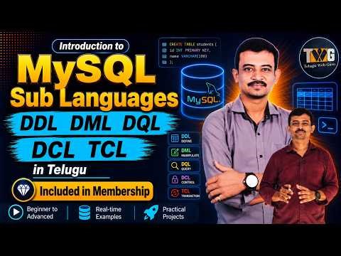Introduction to MySQL Sub Languages | DDL DML DQL DCL TCL in Telugu | MySQL Course