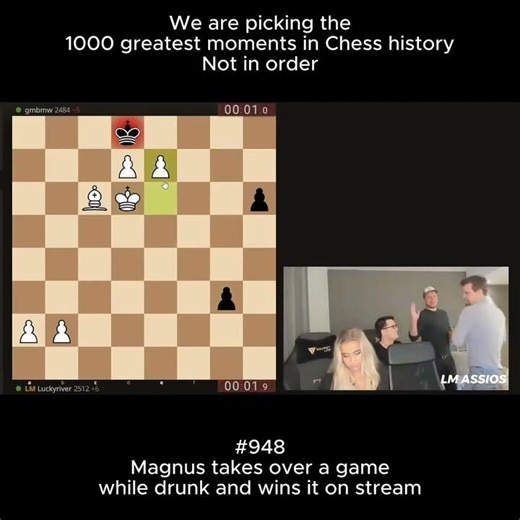 Magnus takes over a game while drunk and wins it on stream. #chessnetx #magnuscarlsen #chess