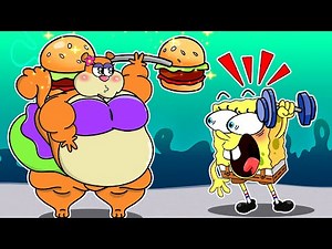 (Animation) Skinny to Very Fat - FAT SANDY STORY | Spongebob Squarepants Animation