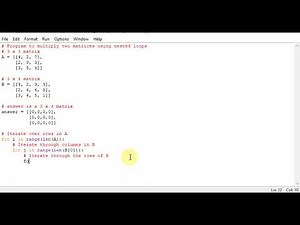 Program to multiply two matrices using nested loops