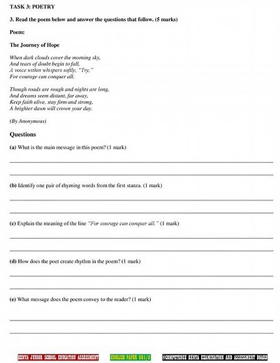 Grade 9 English Paper 2 End of Term 1 2026 Exam #cbe #cbe #exam #kjsea #knec #education #exampaper