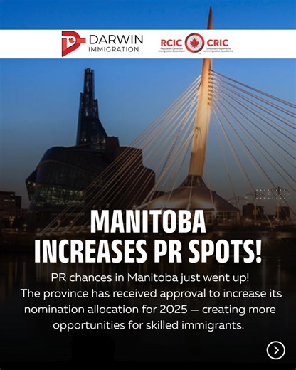 🚀 Manitoba Expands PR Pathways — 1,500 New Nomination Spots Open! 🇨🇦 Big news for aspiring immigrants! 🎉 Manitoba just received approval to nominate 1,500 additional candidates under the MPNP program! 💼 This means: ✅ More nomination spots — more chances to qualify! ✅ Faster PR processing — less waiting, more progress! ✅ Stronger opportunities for skilled workers ready to start their Canadian journey! 🌟 Don’t miss your shot — the next intake will fill up fast! ⏰ 💬 Comment “Interested” to b