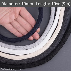 10mm Thick Cotton Rope 30ft, Braided Rope, Drawstring Cord for Crafting, Home Decor Rope, Wall Art Cord by the Yard / 30ft = 10yds = 9m - Etsy