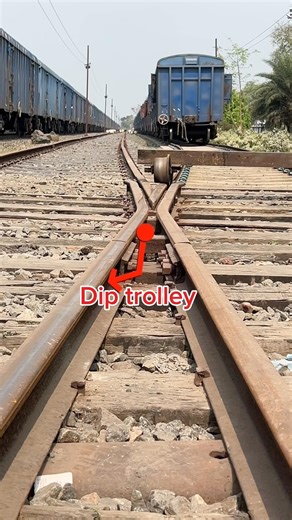 Railway dip trolley crossover frog change