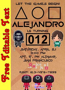 Free Editable Template Squid Game Invitation 01 2026