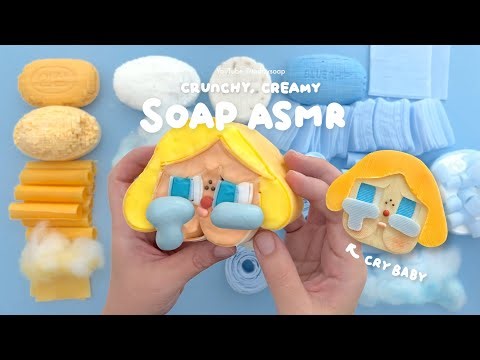 ASMR🎧 Crunshing CRYBABY soap & Color Match Soap Cutting 💛🩵 | 크라이베이비 부수기😭