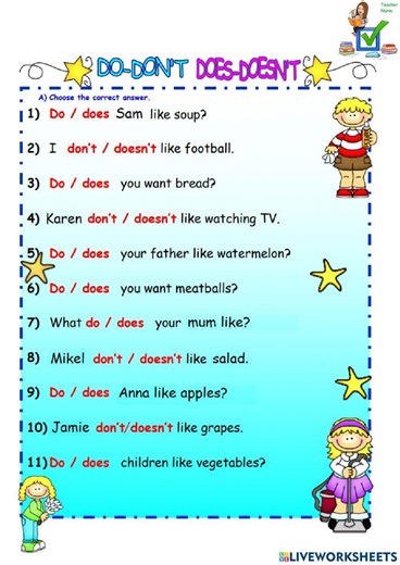 Do - Does - don't - doesn't worksheet