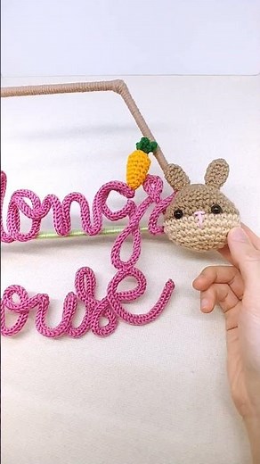 Crochet Bunny | Amigurumi Rabbit Wall Hanging | Knitted Wire Words | How to crochet a bunny