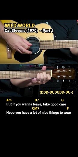Wild World - Cat Stevens (1970) Easy Guitar Chords Tutorial with Lyrics Part 1 SHORTS REELS