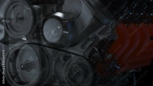 Motor fly through animation.Working Engine Inside and Outside camera fly through