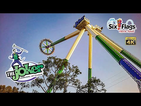 April 2022 The Joker Carnival of Chaos On RIde 4K POV with Queue Six Flags Fiesta Texas