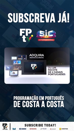 FPTV on Instagram: "Na Bell, a FPtv está ainda mais perto de si. Veja-nos diretamente na sua televisão, com a qualidade e confiança da sua operadora de sempre. Simples e sem complicações. Ligue a TV, procure a FPtv no canal 880 e acompanhe a nossa programação em direto. Informação, novelas, entretenimento e os temas mais quentes da atualidade, sempre em português, a pensar na nossa comunidade. Para subscrever ou adicionar o canal ao seu pacote: 🔗 https://www.bell.ca/Fibe-TV/Fibe-Programming-Pac