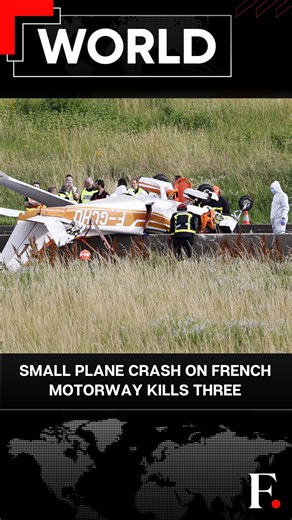 3.7K views · 28 reactions | #FPReels: Small Plane Crash On French Motorway Kills Three Three individuals lost their lives following a crash of a small plane on a motorway in Northern France's Seine-et-Marne. Reportedly, the aircraft hit an electric power cable before crashing onto the A4 motorway near Disneyland Paris. | Firstpost | Facebook