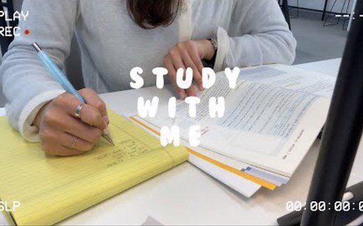 STUDY WITH ME｜韩国女生JJon｜原声实时学习｜白色桌面，开衫，拍纸本…