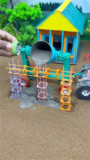 Real Working Mini Tractor Cement 3 Pillar Making Machine | Construction #shorts #youtubeshorts 🚜😱