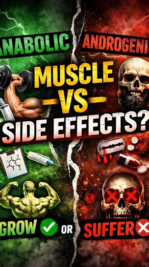 Anabolic effects muscle growth, strength aur recovery ko promote karte hain. Androgenic effects masculinity traits ke saath saath unwanted side effects bhi laa sakte hain. . Har compound mein dono effects hote hain farq sirf anabolic : androgenic ratio ka hota hai. Isliye bina proper knowledge ya guidance ke use karna long-term health ke liye risky ho sakta hai. . . ⚠️ Disclaimer:This content is for educational purposes only. Steroids / hormones ka use bina medical supervision ke serious health 
