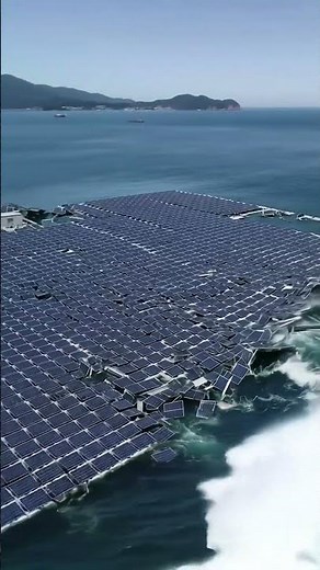 The Moment a Wave Smashes a Solar Farm #solar